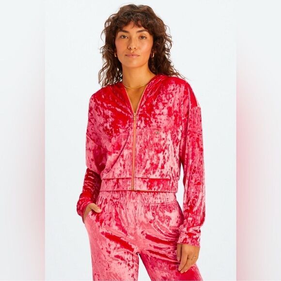 NWT- Fabletics- Crushed Velvet Velour Zip Up Hoodie, Size XL - Picture 10 of 10